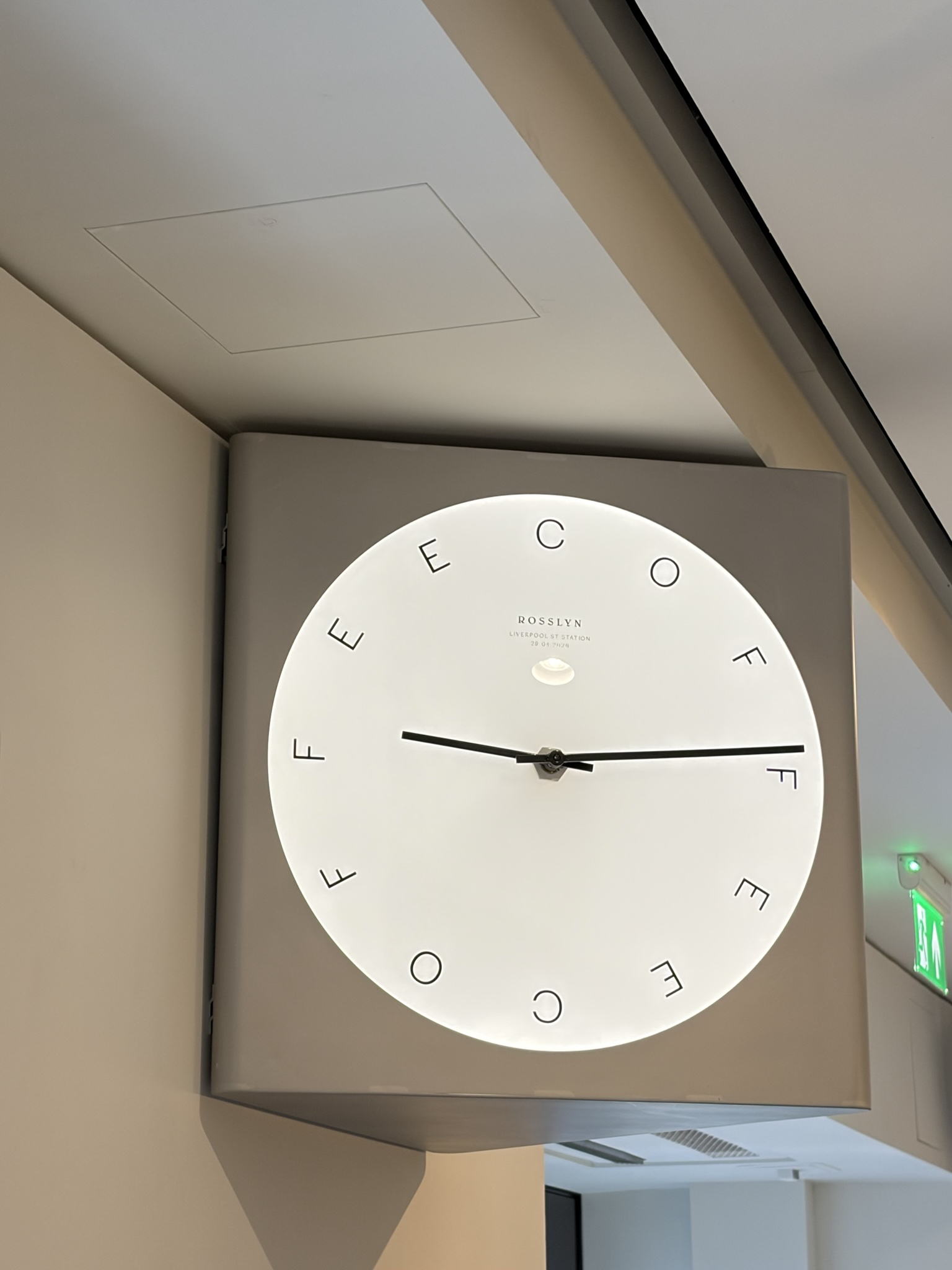 Rosslyn clock spelling COFFEE COFFEE in place of numerals