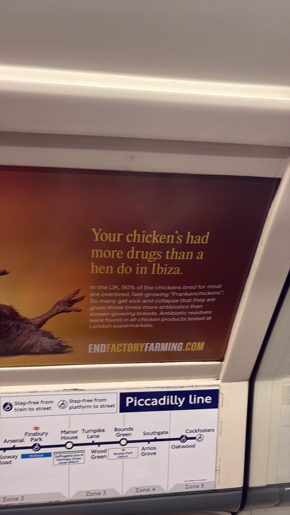 Hen do in Ibiza ad on the Piccadilly line