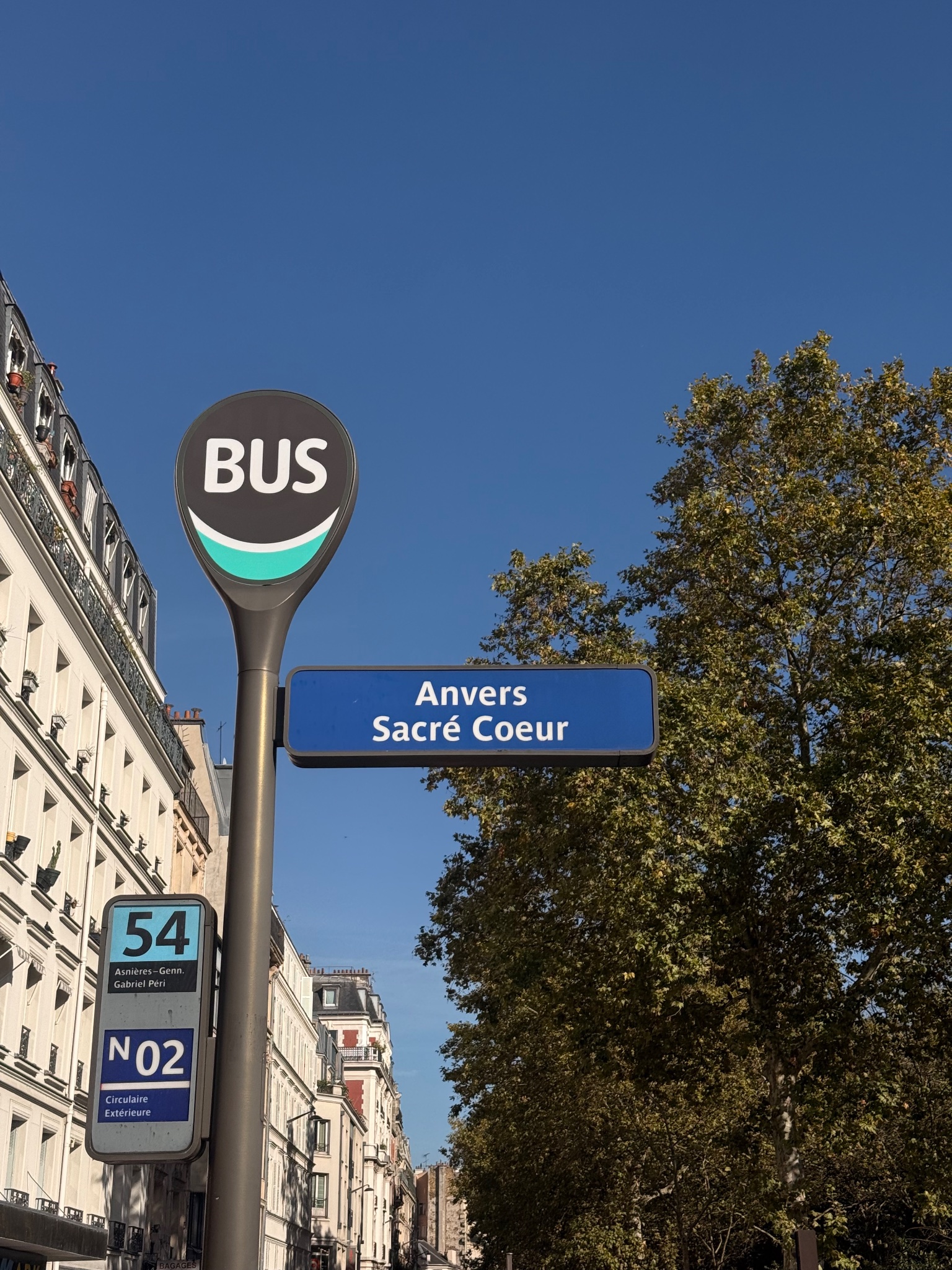 Anvers Sacré Coeur bus stop sign, Paris